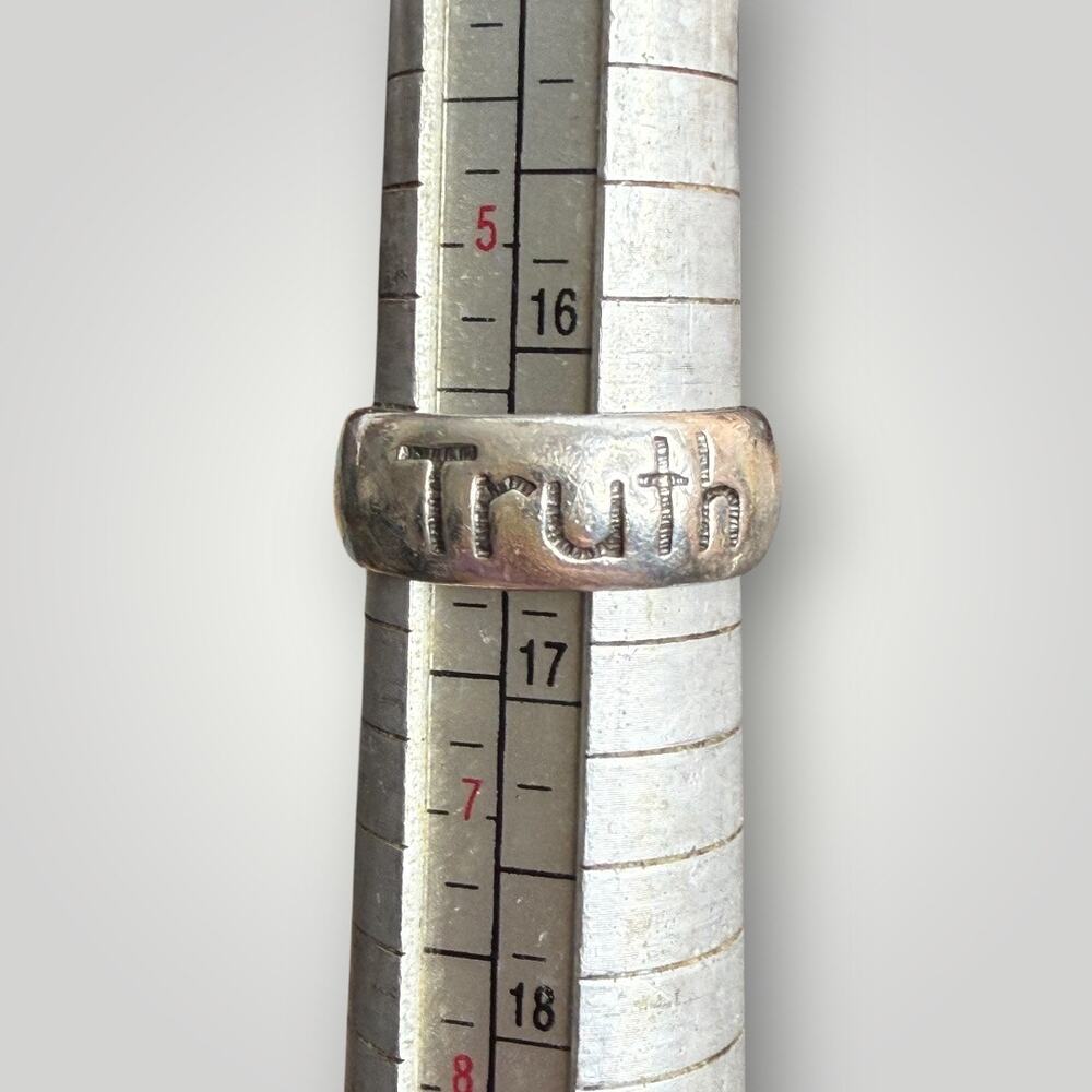 Vintage 925 Sterling Silver “Truth” Ring Size 6 - Picture 5 of 5